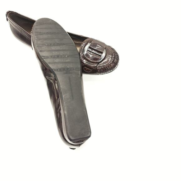 Stuart Weitzman Burgundy Patent Ballet Flats | Silver Buckle | Fall Office Chic - Picture 6 of 14